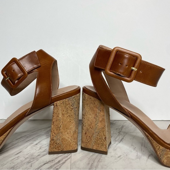 27 Edit Jaselle Brown Leather Heeled Sandal 9 1/2 M - Picture 8 of 14